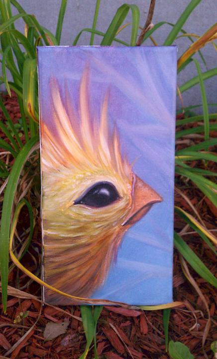 Jon von Glahn - Little fat yellow bird color oil painting on canvas
